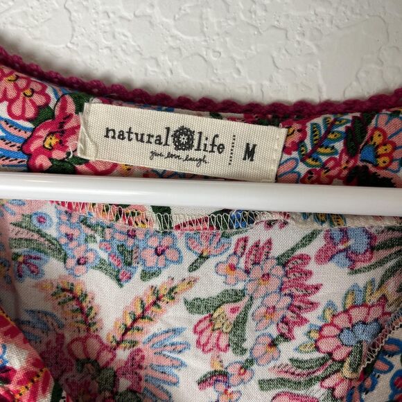 Natural Life Dress Womens Medium Boho Smocked Waist Lightweight Floral Viscose - Picture 3 of 8